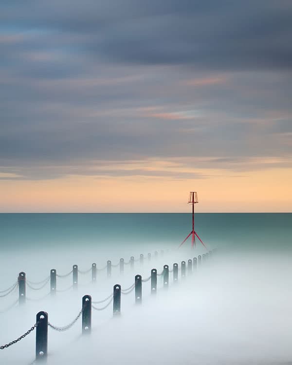 A long exposure of a coastal groyne near Brighton, East Sussex